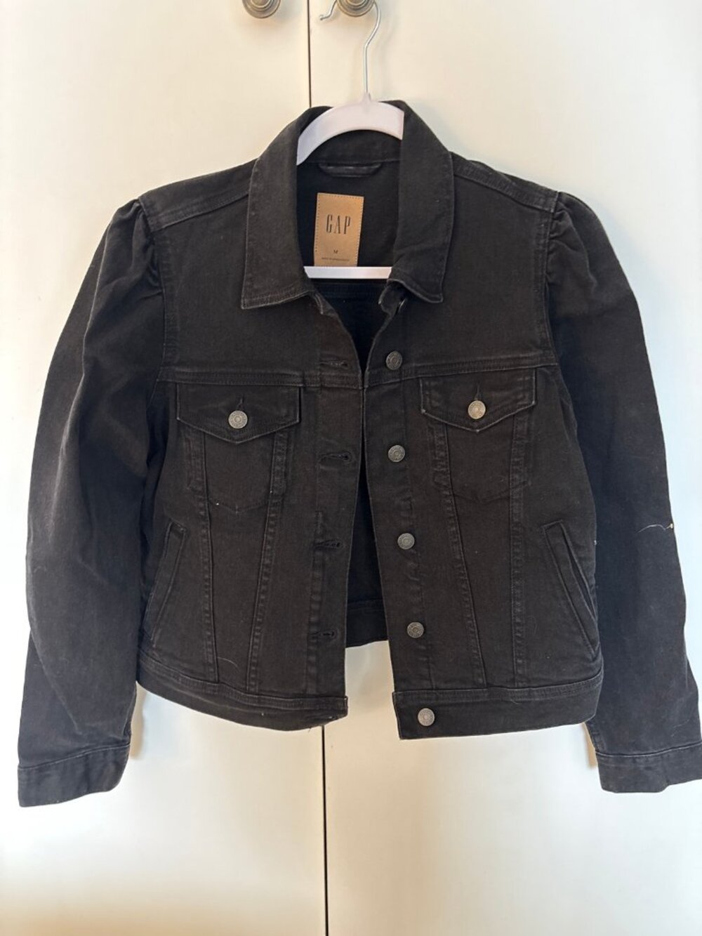 Gap Black Stretch Denim Jean Jacket, Size M, Worn Once
